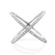 Criss Cross X Sterling Ring Cubic Zirconia