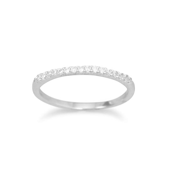Rhodium Plated Thin CZ Ring