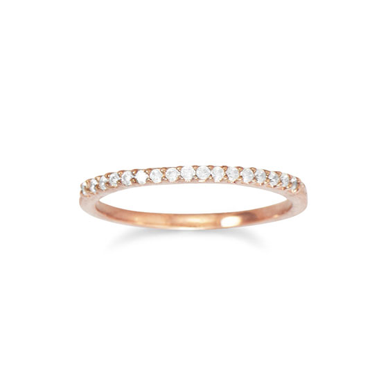 18 Karat Rose Gold Plated Thin CZ Ring