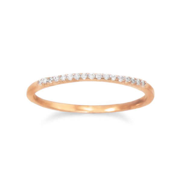 18 Karat Rose Gold Plated Thin CZ Ring